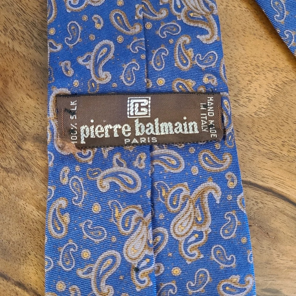 Pierre Balmain Blue Paisley 100% Silk Tie - Picture 3 of 4